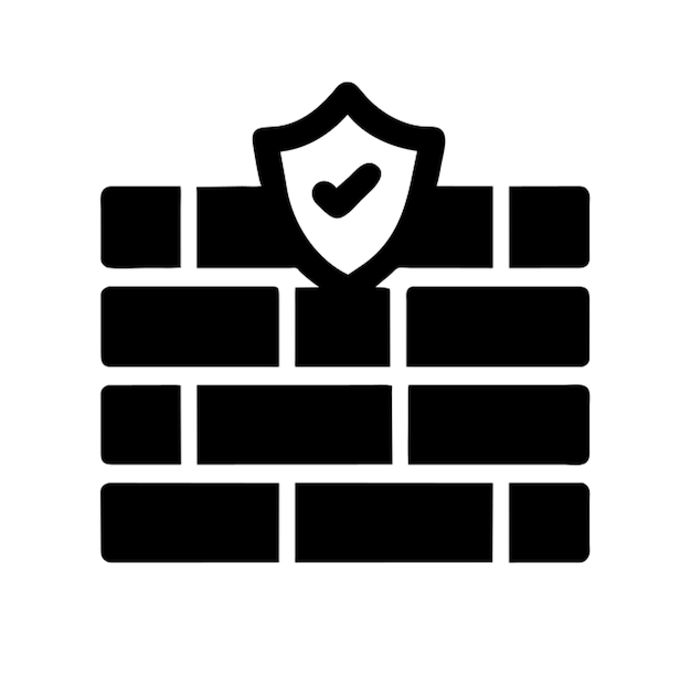 pared de ladrillo con el icono del escudo que simboliza el icono de la fuerza
