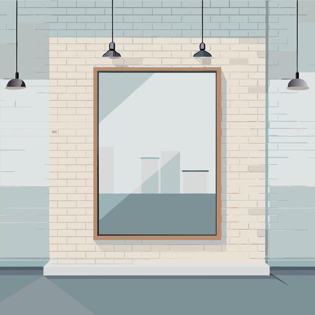 una pared de ladrillo con una imagen de una ventana y una pared De ladrillo