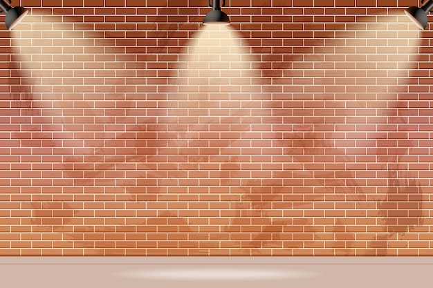 Pared de ladrillo con luces de fondo