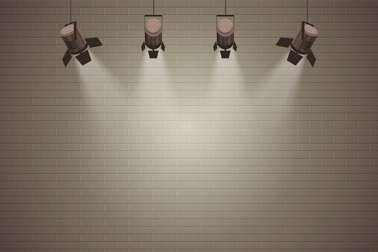 Vector pared de ladrillo con luces de fondo