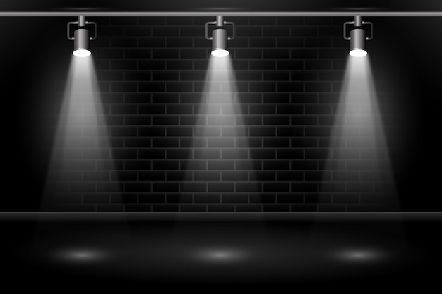 Pared de ladrillo con papel tapiz de luces puntuales