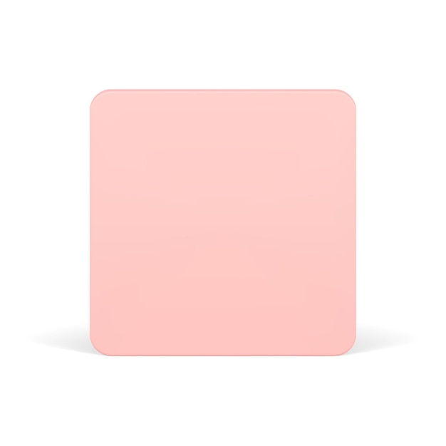 Pared rosa cuadrada 3d figura geométrica premium forma de cubo regular vista delantera vector realista