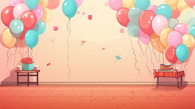 Vector una pared rosa con globos y un fondo rosa con la palabra im a en él