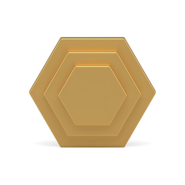 Pared vertical hexagonal metálica dorada de nivel elemento de decoración 3D geométrico vector realista