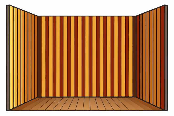 Vector pared vertical de paneles de madera con pizarras de línea para interiores modernos