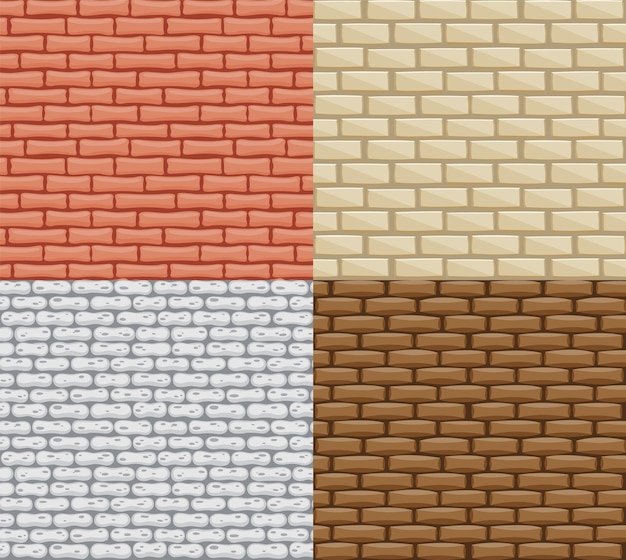 Paredes de ladrillo sin costura Texturas de vector de piedra de color realista Patrones decorativos para estilo loft interior Fondo de diseño de plantilla