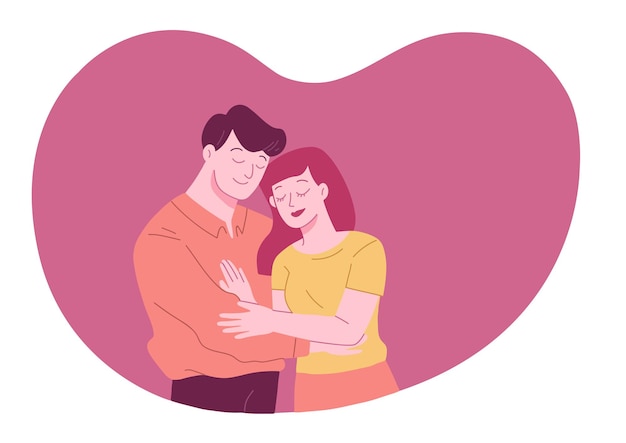 Vector la pareja se abraza y pasa tiempo juntos en forma de corazón.