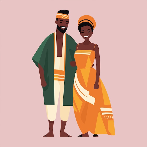 pareja africana en vestido tradicional