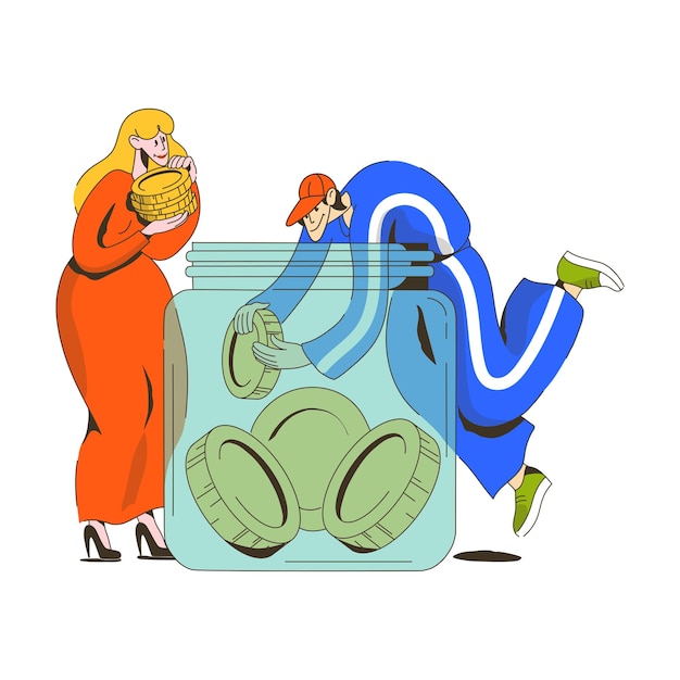 Una pareja ahorrando dinero juntos