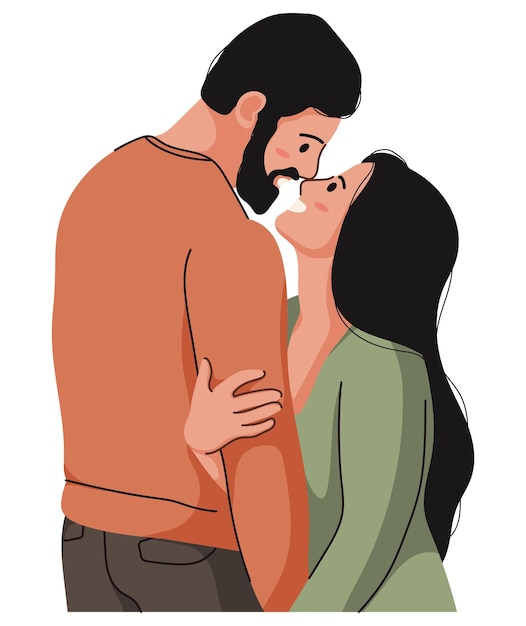 La pareja de amor se abraza