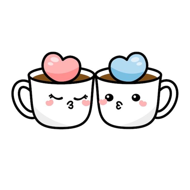 La pareja de amor por el café Vector.