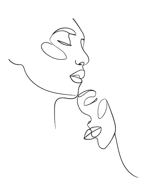 Pareja amorosa, dibujo de líneas negras. - ilustración vectorial