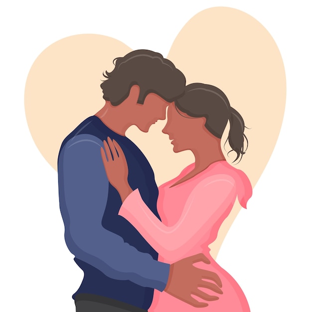 Pareja amorosa hombre y mujer estilo plano pegatina plantilla impresión del día de San Valentín