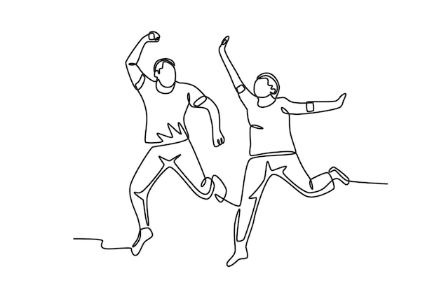 Una pareja de ancianos bailando mientras saltan Dibujo en línea de la comunidad de ancianos