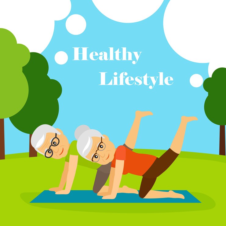 Vector pareja de ancianos haciendo yoga ilustración
