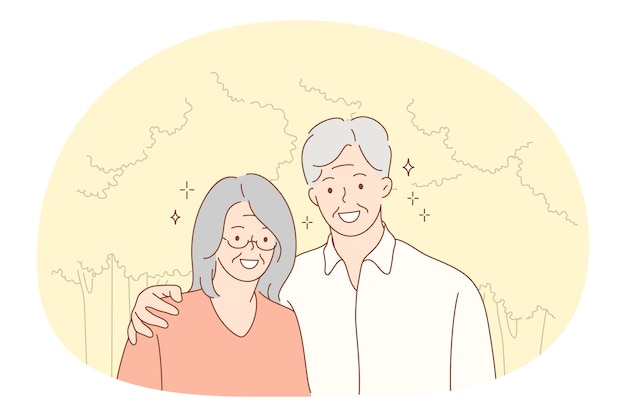 Pareja de ancianos mayores que viven el concepto de estilo de vida activo feliz.