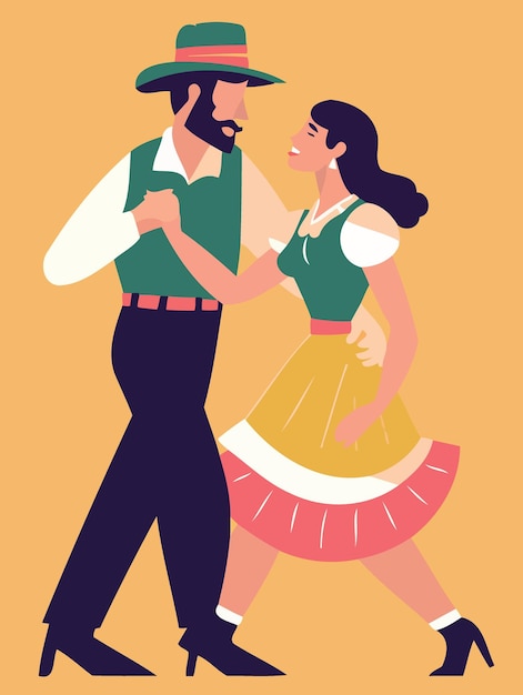 Vector pareja bailando en festa junina