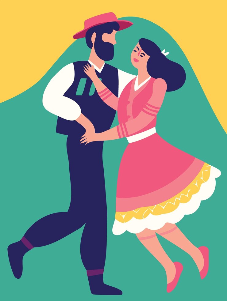 Vector pareja bailando en festa junina