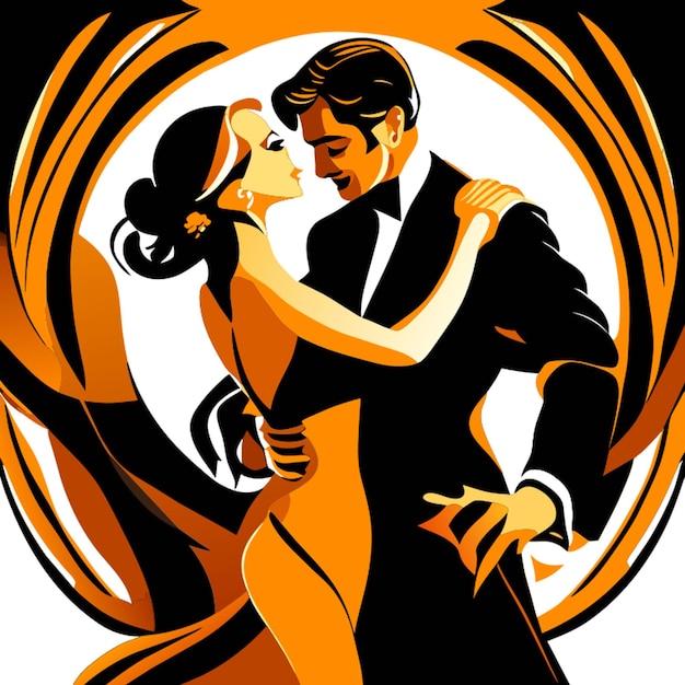 Vector pareja bailando tango ilustración vectorial