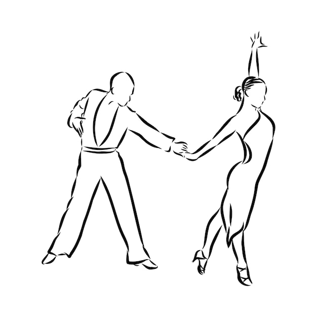 Pareja de bailarines latinos, ilustración de dibujo vectorial