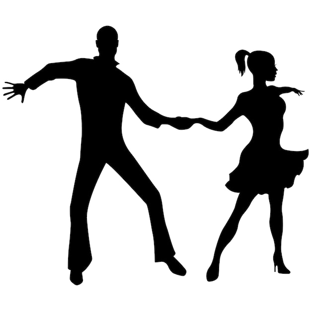 Vector pareja de bailarines silueta. baile de salón. ilustración de vector aislado sobre fondo blanco.