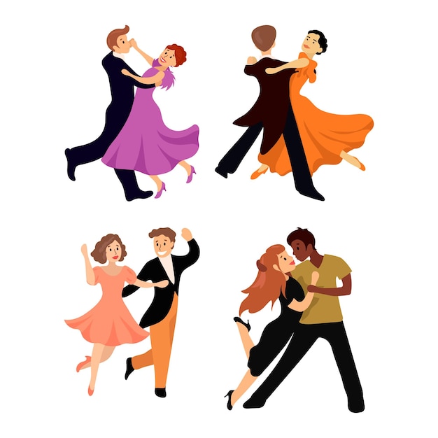 Vector pareja, baile, ilustraciones