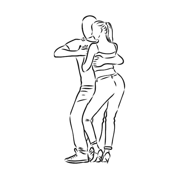 Pareja de baile latino para colorear ilustración vectorial del libro de sensual bachata y salsa