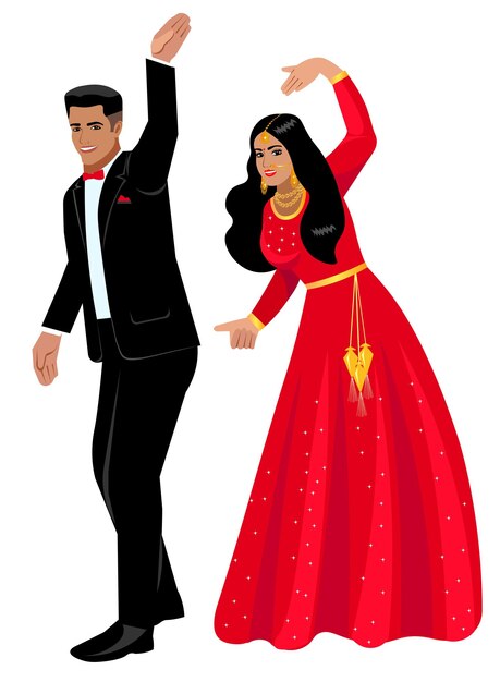 pareja de baile sangeet indio