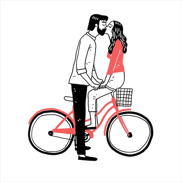 Pareja besándose en bicicleta