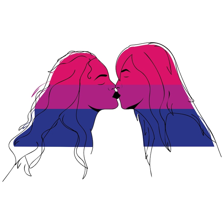 Vector pareja bisexual besándose