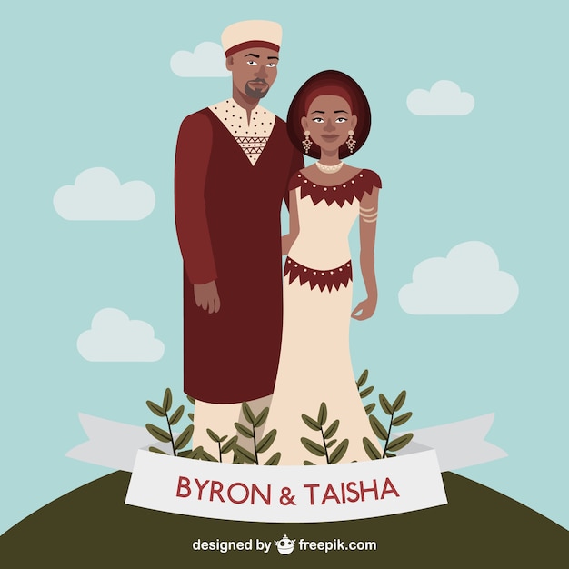 Vector pareja de boda africana