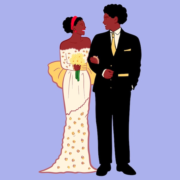 La pareja de bodas afroamericana