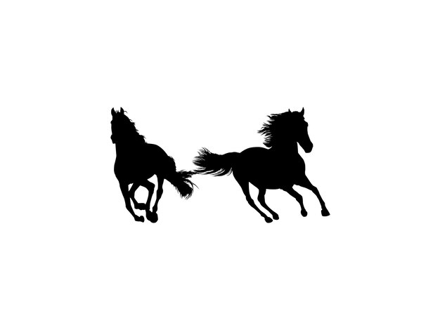 Pareja de caballos silueta de estilo plano