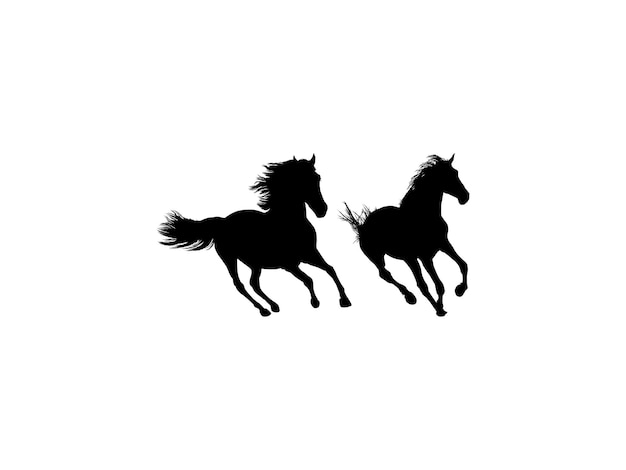 Pareja de caballos silueta de estilo plano