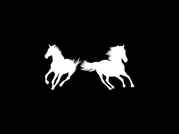 Pareja de caballos silueta de estilo plano