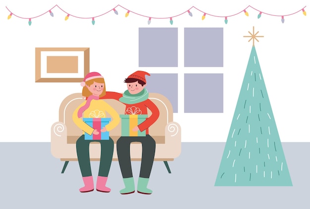 Pareja celebrando navidad