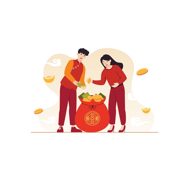 Vector pareja, celebrar, navidad, ilustración