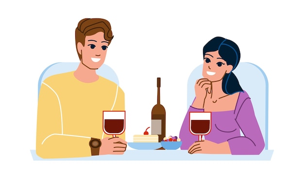 pareja, comida, restaurante, vector
