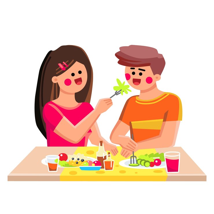 Vector pareja comiendo vector
