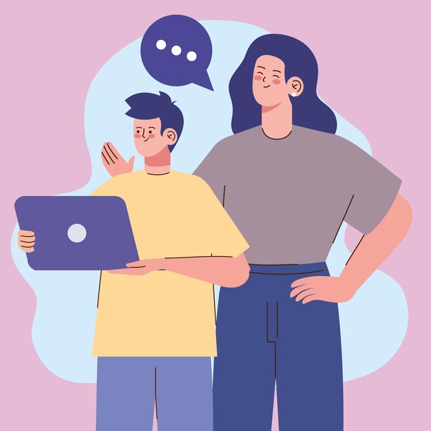 Pareja con computadora portátil