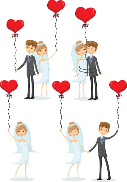 Vector pareja de doodle de boda enamorada ilustración vectorial para invitación de tarjeta de felicitación y banner