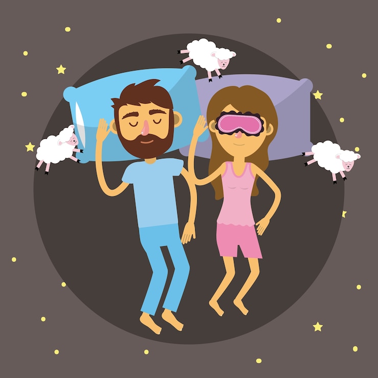 Vector pareja durmiendo junto con buenos sueños