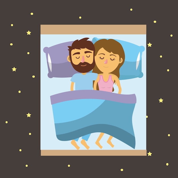 pareja durmiendo junto con buenos sueños