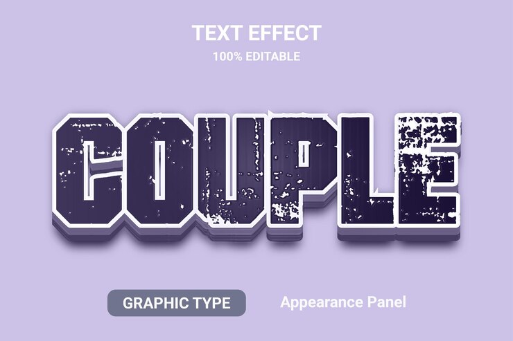 Vector pareja de efectos de texto 3d