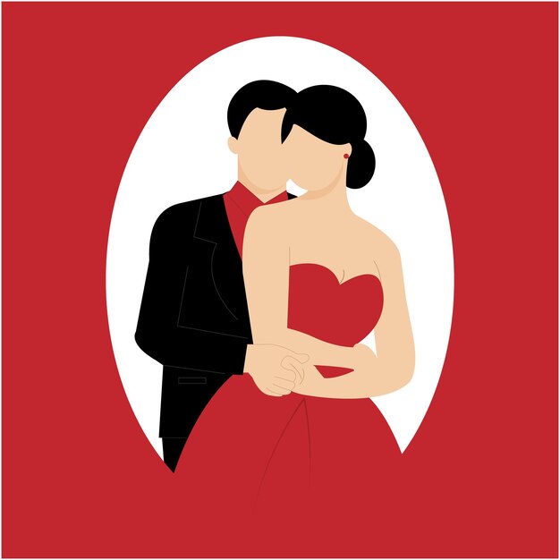 Vector pareja enamorada aislada en la ilustración de vector plano de fondo blanco. especial de san valentin.