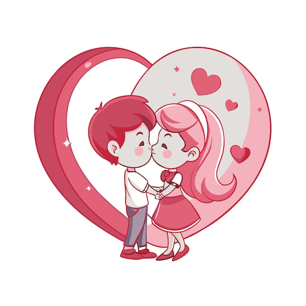 una pareja enamorada con un corazón con un corazón detrás de ellos