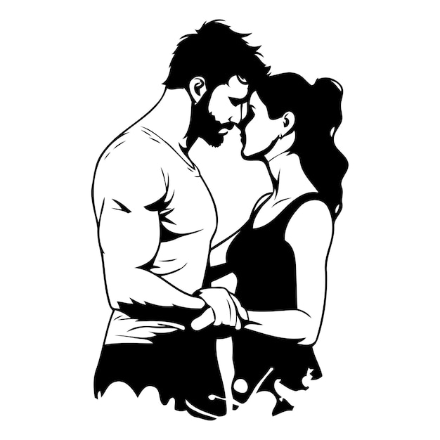 Vector pareja enamorada hombre y mujer besándose ilustración vectorial