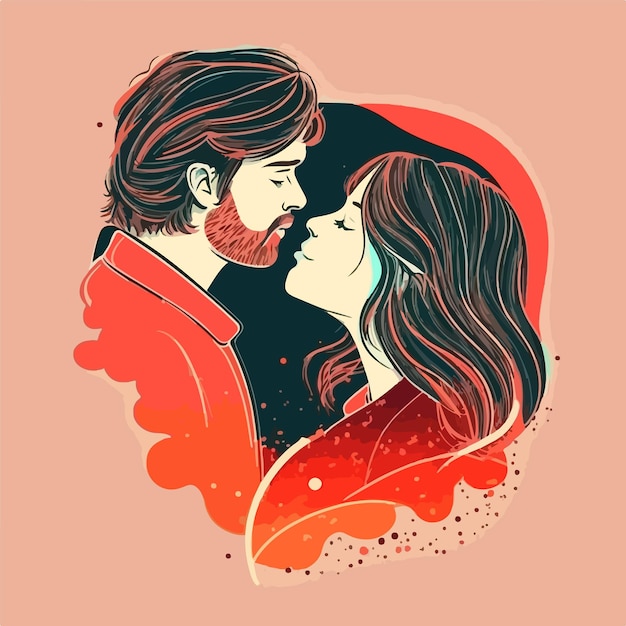 Pareja enamorada y una pareja romántica ilustración vectorial