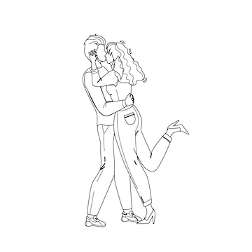 Pareja de enamorados abrazándose y besándose juntos vector de dibujo a lápiz de línea negra. joven y mujer aman abrazar y besar. ilustración de relación romántica de personajes novio y novia | Pareja de enamorados abrazándose y besándose juntos vector de dibujo a lápiz de línea negra. joven y mujer aman abrazar y besar. ilustración de relación romántica de personajes novio y novia |