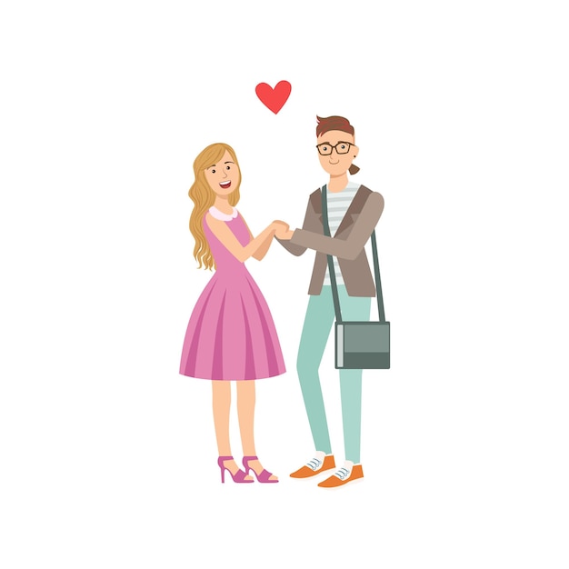 Vector pareja de enamorados cogidos de la mano